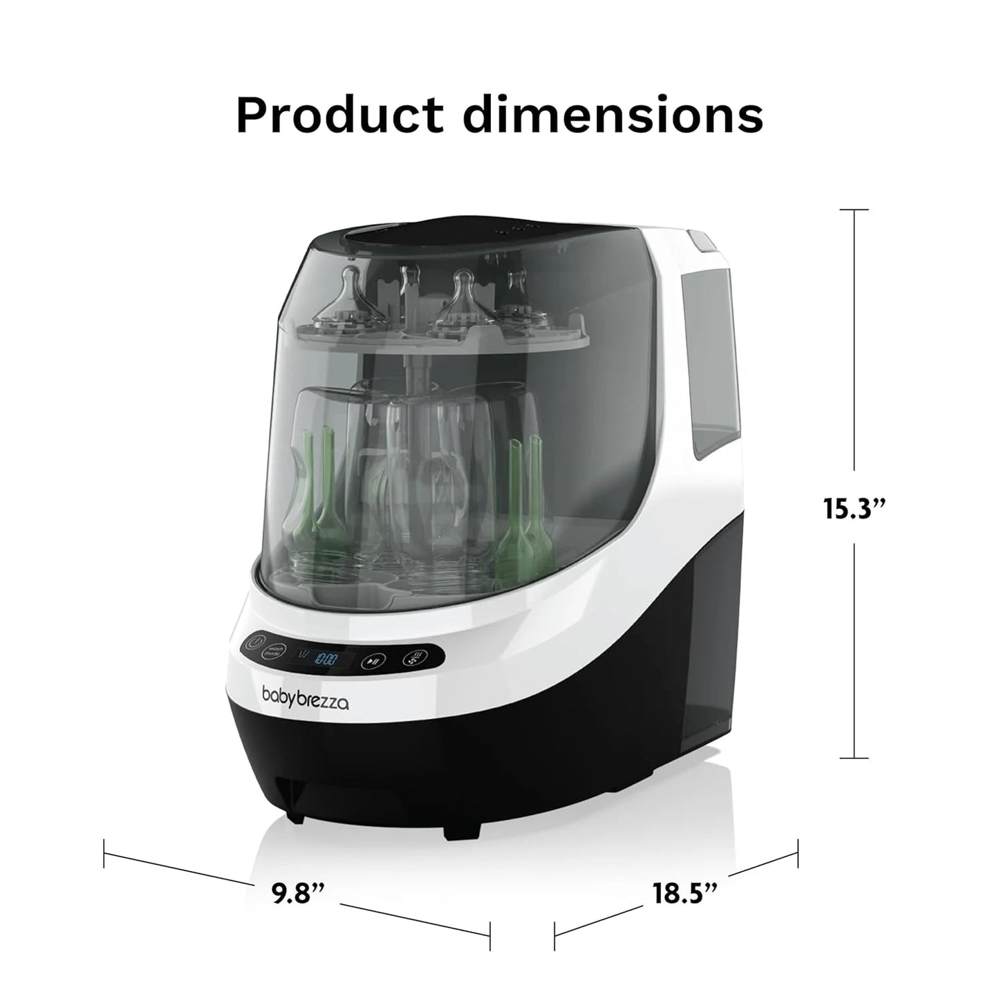 Baby Bottle Washer Pro - Baby Bottle Washer, Sterilizer + Dryer - All in One Machine Cleans Bottles, Pump Parts, & Sippy Cups - Replaces Hand Washing, Bottle Brushes and Drying Racks-Brezza