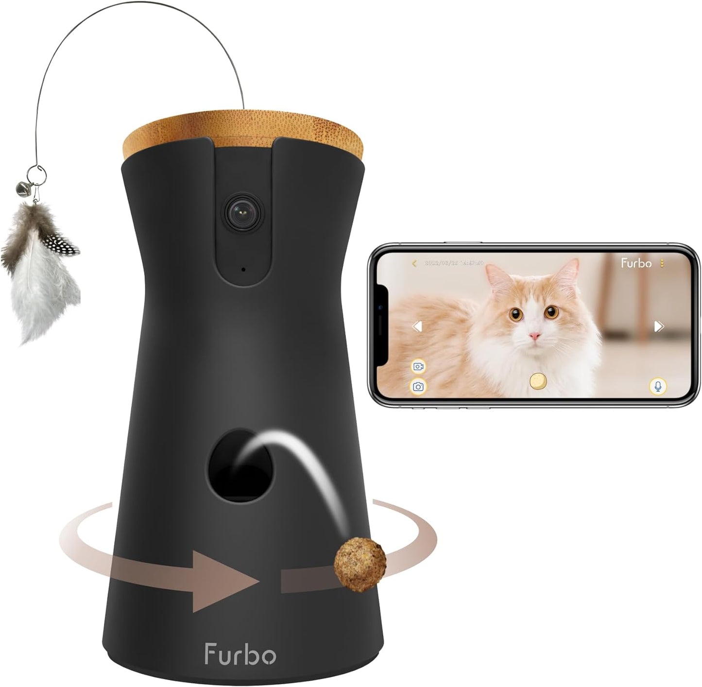 360° Cat Camera: See Your Cat from Anywhere | Rotating 360° Cat Tracking, Treat Toss, Color HD Night Vision, 2-Way Audio, Real-Time Notifications, Designed for Cats | Pet Camera w/Phone App