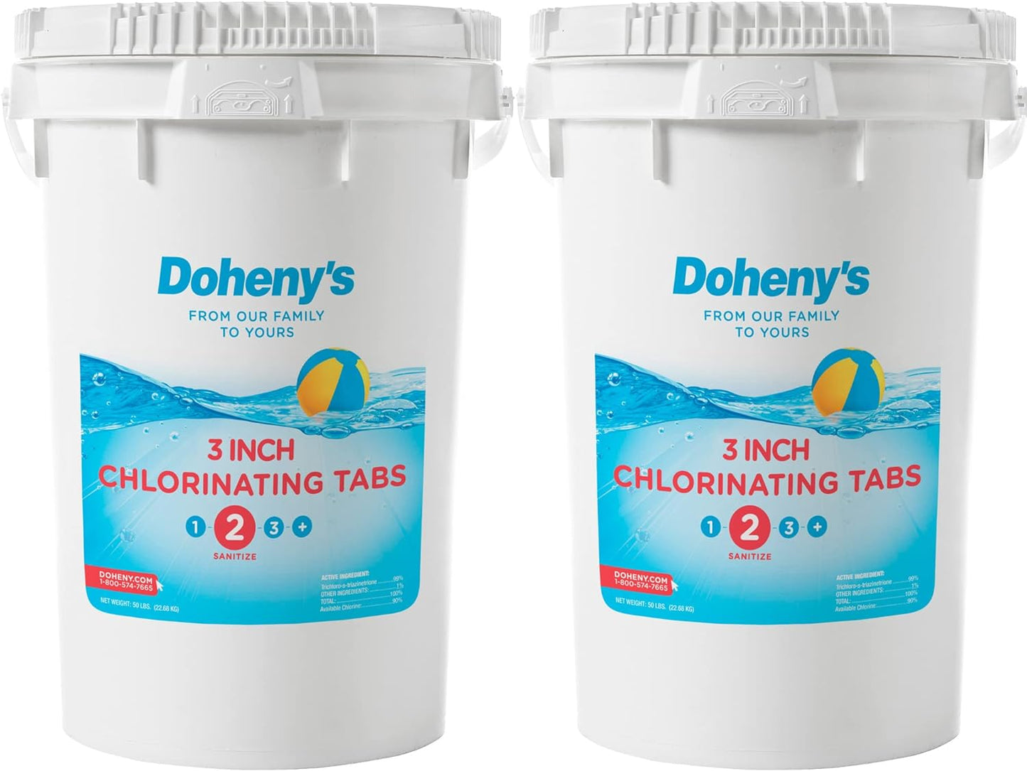 3 Inch Stabilized Chlorine Tablets | Pro-Grade Pool Sanitizer, Long Lasting, Slow Dissolving, 99% Pure Tri-Chlor, Individually Wrapped - 50lb