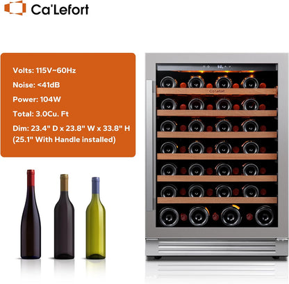 24'' Wine Cooler Refrigerator - 46 Bottle Wine Fridge Dual Zone with Modern Touch Intelligent Digital 40°-65°F Low Noise, Built in or Freestanding Wine Cooler for Home and Kitchen
