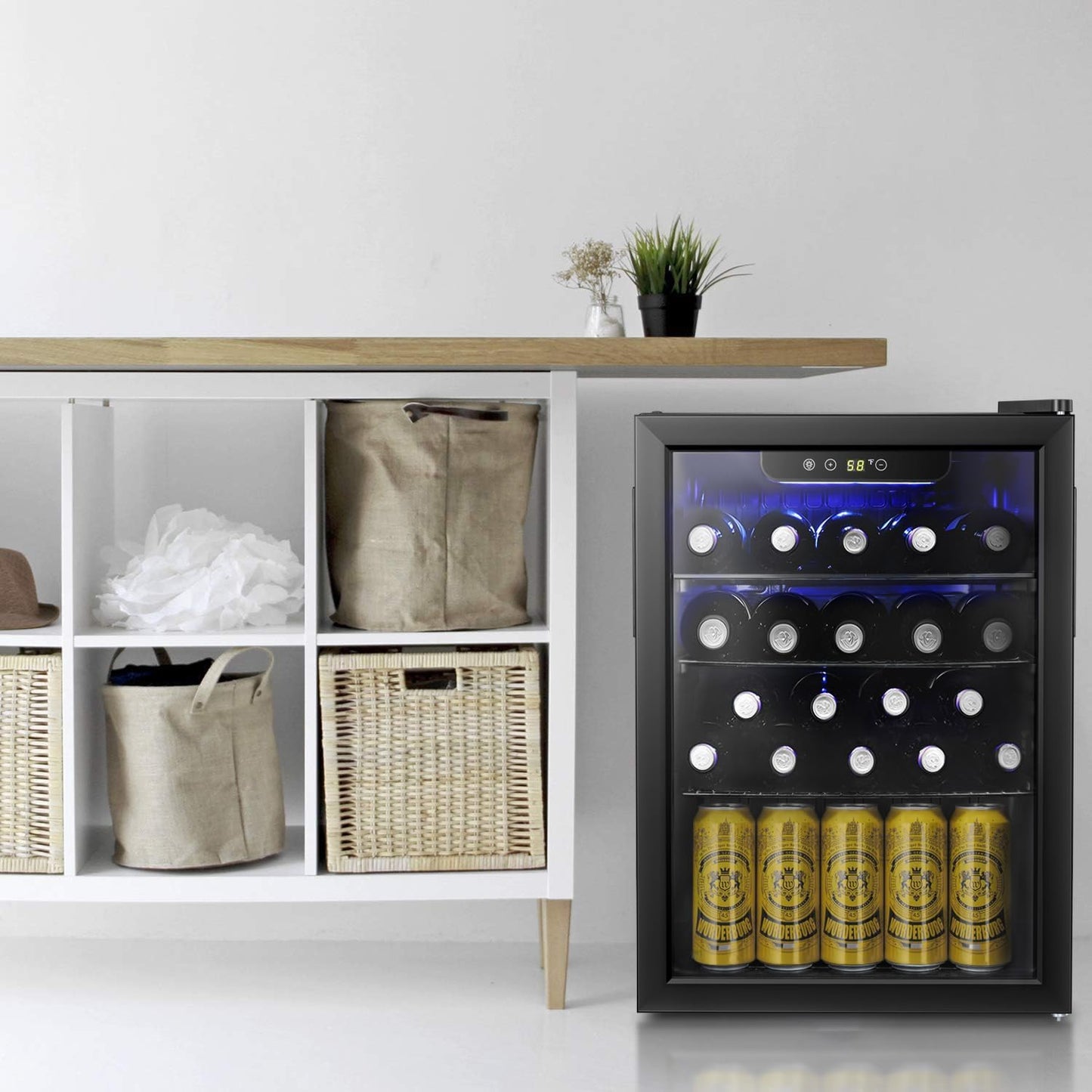 Antarctic Star 36 Bottle Wine Cooler/Cabinet BeverageRefrigerator Small Mini Wine Cellar Beer Soda Bar Fridge Quiet Operation Compressor Adjust Temperature Freestanding Black, 4.4 Cu. ft