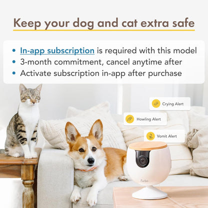 360° Cat Camera: See Your Cat from Anywhere | Rotating 360° Cat Tracking, Treat Toss, Color HD Night Vision, 2-Way Audio, Real-Time Notifications, Designed for Cats | Pet Camera w/Phone App