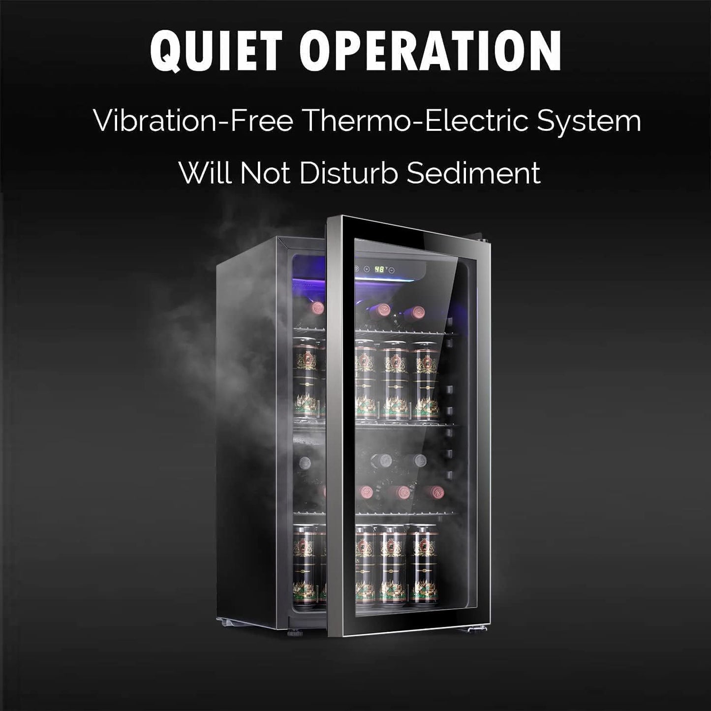 Antarctic Star 36 Bottle Wine Cooler/Cabinet BeverageRefrigerator Small Mini Wine Cellar Beer Soda Bar Fridge Quiet Operation Compressor Adjust Temperature Freestanding Black, 4.4 Cu. ft