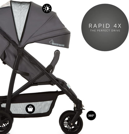 4X Carrito Bebe, desde el Nacimiento hasta 25 kg, Silla de Paseo Ligera, Silla Bebe, Reclinable, Plegable, Compacta, Mickey Mouse Gris