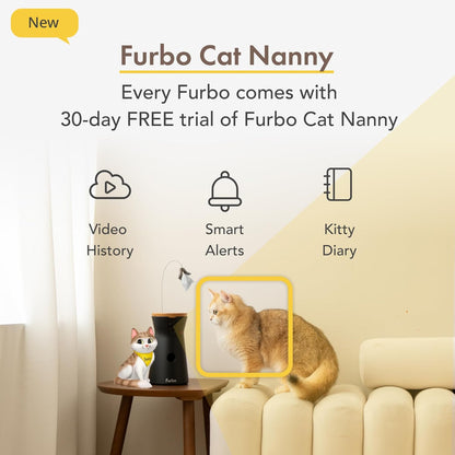 360° Cat Camera: See Your Cat from Anywhere | Rotating 360° Cat Tracking, Treat Toss, Color HD Night Vision, 2-Way Audio, Real-Time Notifications, Designed for Cats | Pet Camera w/Phone App
