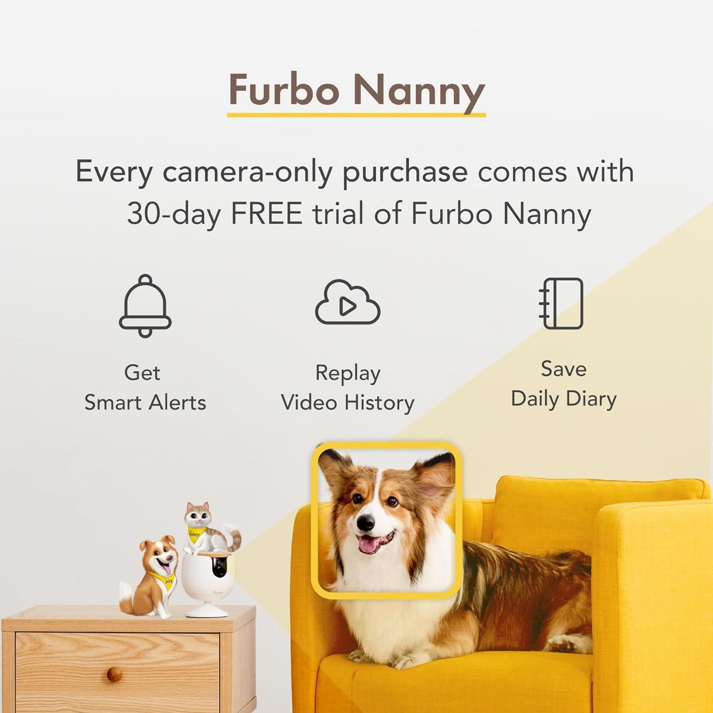 360° Cat Camera: See Your Cat from Anywhere | Rotating 360° Cat Tracking, Treat Toss, Color HD Night Vision, 2-Way Audio, Real-Time Notifications, Designed for Cats | Pet Camera w/Phone App