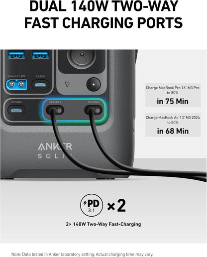 Anker Power Bank Station SOLIX C300 DC (90,000mAh), 288Wh, Portable Power Station, 300W Solar Generator, LiFePO4 Battery, Generators for Home Use, for Outdoor Camping(No Wall Charger Included)
