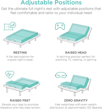 Best Choice Products Ergonomic Twin XL Size Adjustable Bed Frame, Electric Base w/Wireless Remote Control, Nightlight, Massager, 2 USB Ports