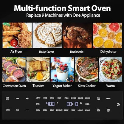 32QT Extra Large Air Fryer, 19 In 1 Air Fryer Toaster Oven Combo with Rotisserie and Dehydrator, Digital Convection Oven Countertop Airfryer Fit 13" Pizza, 6 Accessories, 1800w (Black) : Home & Kitchen