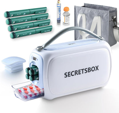24H 2N1 Insulin Cooler Travel Case 40000mAh Rechargeble Battery Medication Cooler for Travel TSA Approved USB Medicine Cooler for Travel 36-46℉ Digital Display Diabetic Travel Case (with 2 Batteries)