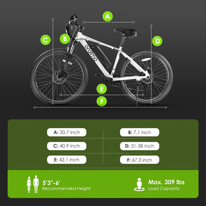 Adult Electric Bike, 350W BAFANG Motor (500W Peak), 4A 3H Fast Charging, 468Wh Li-Ion Battery, 21 Speed Gears, Air Saddle, 45 Miles 20 MPH 26" Mountain Bike Electric Bike, ANSI/CAN/UL2849 Compliant